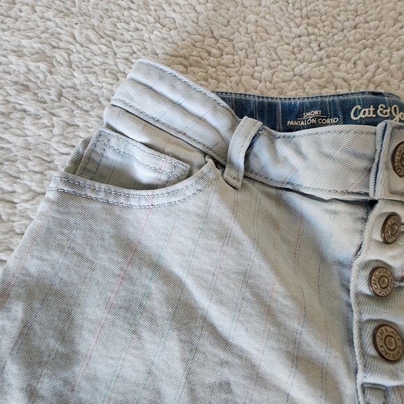 Cat & Jack light wash super stretch shorts with stripes size L button/snap fly - Picture 3 of 9